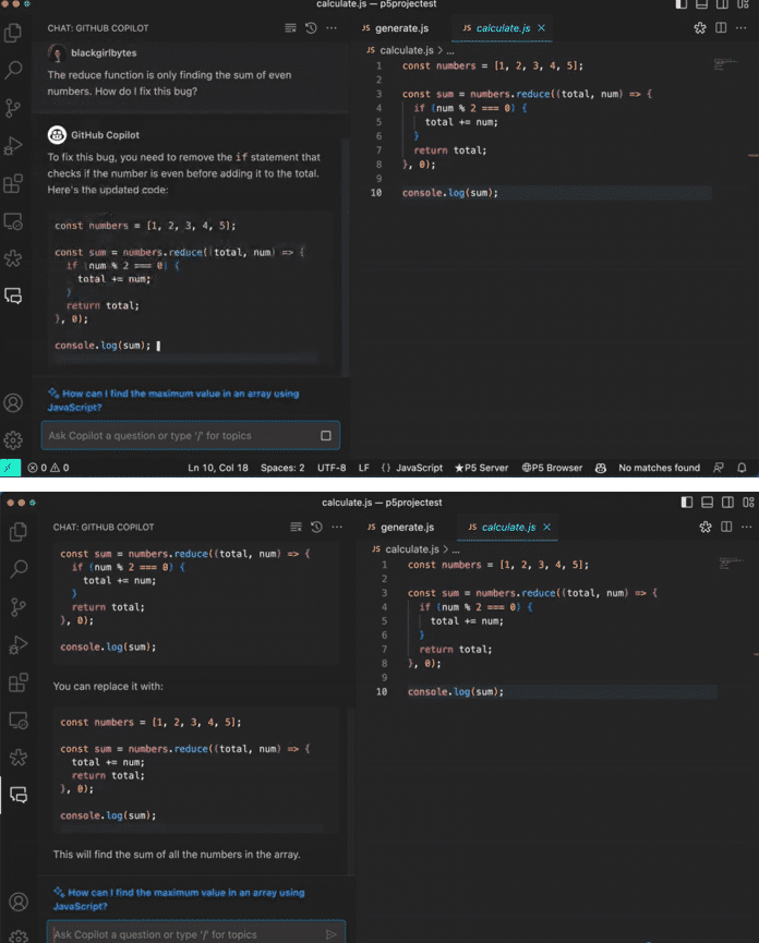 Nella finestra della chat a sinistra, l'assistente AI offre suggerimenti per la risoluzione dei problemi.