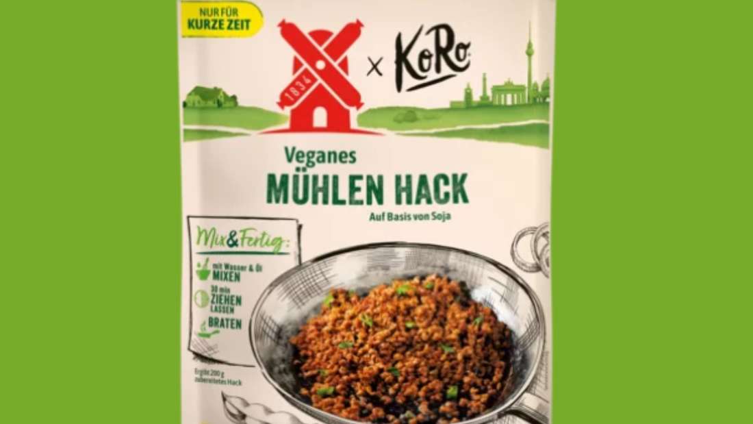 KoRo e Rügenwalder Mühle ricordano un prodotto combinato a base vegetale.