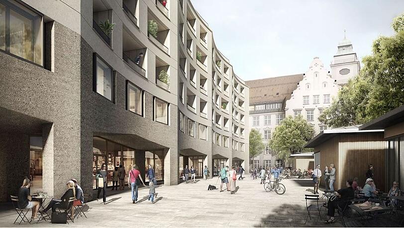 Ecco come dovrebbe apparire il nuovo edificio nel nuovo Elisabethmarkt alla fine del 2024, quando sarà terminato.
