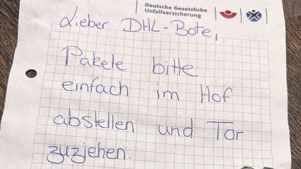 Il cliente DHL scrive una nota al corriere, che lascia anche una risposta